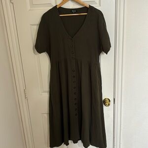 Army Green Madewell Dress w/ Pockets!